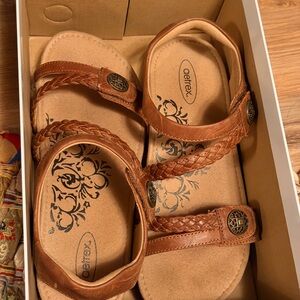 Aetrex Women’s Jillian Walnut Tan Braided Sandals